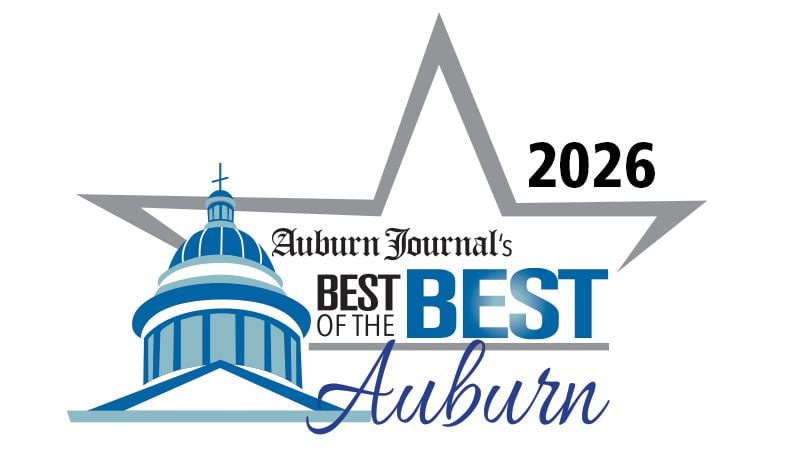 Logo with a dome building, a large star, and text: “Auburn Journal’s Best of the Best Auburn 2026.”.